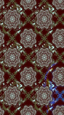 Raster illüstrasyonundaki çiçek desenli çizim. Suluboya tarzında kahverengi renkte çiçekler.