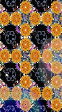 Küçük çiçekteki sevimli çiçek deseni. Güzel karalamalı çiçek desenli çizim. Güzel kumaş deseni. Raster illüstrasyonu.