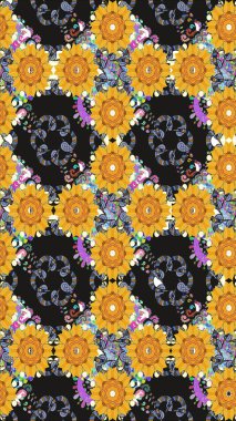 Çiçekli karalama şeklinde Raster çiçek deseni. Nazikçe, güzel çiçek arkaplanı. Gri renkli çiçekler.