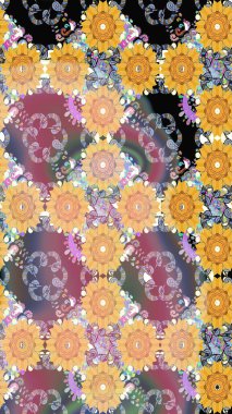 Parlak renkli çiçekleri ve bej renkli yaprakları olan harika bir çiçek deseni. Moda baskıları için zarif bir şablon. Modern çiçek arkaplanı. Halk stili.