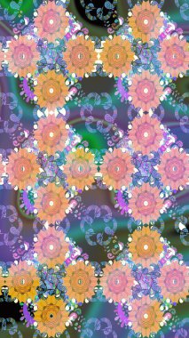 Tarafsız renklerde bir papatya deseni. Raster illüstrasyonu. Tarafsız renklerde.