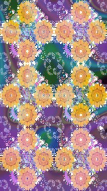 Raster çiçek desenli çiçek deseni, yapraklar, dekoratif elementler, sıçrama, lekeler, el çizimi kontur çizgileri ve Doodle çizim stili, grafik raster çizim çizimi.