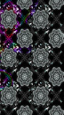 Çiçek deseni. Siyah renkte çiçek çizimi. Şatafatlı bahar bahçesi dokusu. Raster illüstrasyonu. Siyah renkte çiçekler.