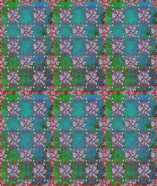 Çiçekli güzel suluboya desen. Raster illüstrasyonu. Yeşil ve mavi renklerde.