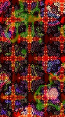 Güzel, parlak, pürüzsüz kumaş, tuval. Kıvırcık, parlak örgü. Eski moda arka plan. Raster illüstrasyonu. Desen, çizim, çiçek sınırı. Çiçeklerin çelengi.