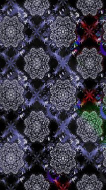 Parlak renkli çiçekli ve siyah yapraklı harika bir çiçek deseni. Moda baskıları için zarif bir şablon. Modern çiçek arkaplanı. Halk stili.