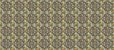 Tekrarlayan elementlerle soyut arkaplan oluşturun. Kusursuz damaske klasik altın desen. Gri, kahverengi ve bej renklerde altın rengi ve altın elementler. Raster illüstrasyonu.