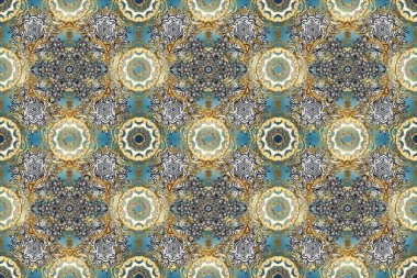 Symbol of winter, Merry Christmas holiday, Happy New Year. Abstract wallpaper, wrapping decoration. Raster golden pattern on beige, neutral and gray colors. Golden snowflake simple seamless pattern.