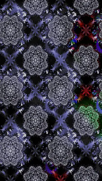 Parlak renkli çiçekli ve siyah yapraklı harika bir çiçek deseni. Moda baskıları için zarif bir şablon. Modern çiçek arkaplanı. Halk stili.