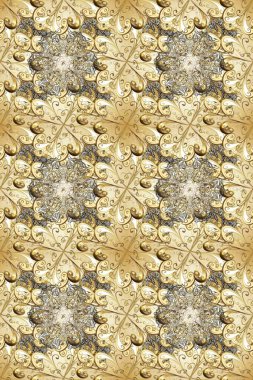 Geleneksel klasik altın desen. Barok tarzında kusursuz bir doğulu süsü. Bej, nötr ve kahverengi, altın elementlerle altın desenli. Raster doğulu süsü.