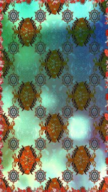 Tekstil, tebrik kartı, boyama kitabı, telefon kılıfı baskısı için kullanılabilir. Raster Henna dövme stili. Kızılderili desenli desenli desenli şal deseni. Etnik Mandala süsü.