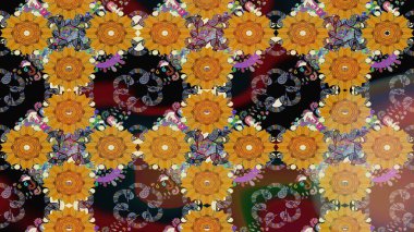 Nazik, sevimli çiçek arkaplanı. Çiçekli karalama şeklinde Raster çiçek deseni. Kahverengi renkte çiçekler.