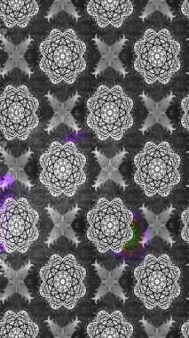 Üzerinde gelincikler ve vadi zambakları olan renkli çiçek desenli nakış deseni. Tekstil tasarımı için gri renkli geleneksel halk çiçekleri buketi.