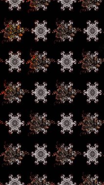 Soyut etnik raster çizim kalıbı. Kabile sanatı boho baskısı, klasik çiçek arkaplanı. Arkaplan dokusu, duvar kağıdı, siyah renkli çiçek teması.