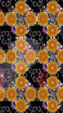 Çiçekli çiçek deseni, suluboya. Raster deseni. Süslü kumaş deseni.