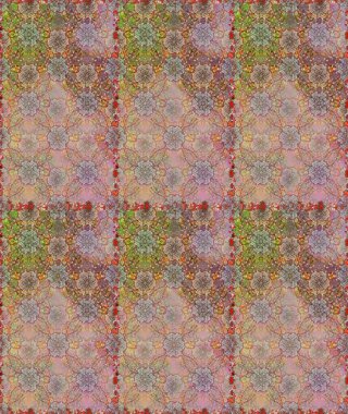 Raster deseni. Ağaç dallı bahar çiçekleriyle desen, nötr ve bej renkler ve çiçek silueti.