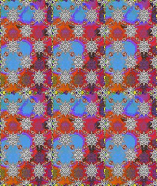 Kusursuz çiçek deseni. Gri ve mavi renkte çiçekler. Asya tekstil tarzında. Raster illüstrasyonu. Raster illüstrasyonu.