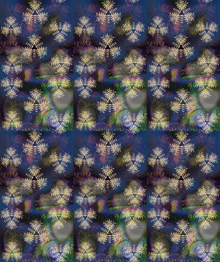 Raster illüstrasyonu. Suluboya çiçekli çiçek deseni. Gri renkli güzel tekstil.