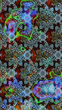 Renkli Bahar Teması eskiz kalıbı. Düz Çiçek Elementleri Tasarımı. Raster Şirin kumaş deseni. Eskiz klasiği.