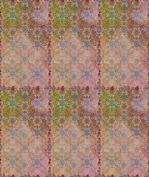 Raster deseni. Ağaç dallı bahar çiçekleriyle desen, nötr ve bej renkler ve çiçek silueti.