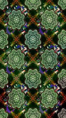 Yeşil renkler üzerine çiçek desenli çizimler, el yapımı papatyalar, papatyalar. Tekrarlayan çiçek arkaplanı, zarif yeşil çiçek duvar kağıdı.