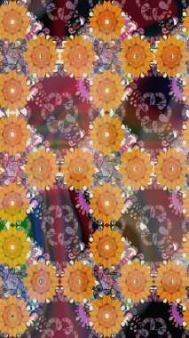 Küçük çiçekteki sevimli çiçek deseni. Turuncu renkte çiçekler.