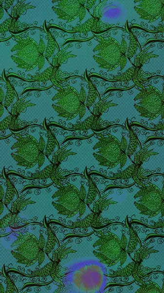 Küçük çiçekteki sevimli çiçek deseni. Yeşil renkte çiçekler.