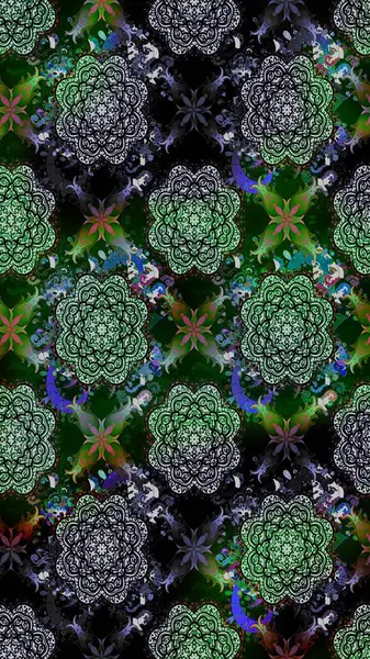 Siyah renklere karalamalar çizilmiş çiçek deseni. Raster illüstrasyonu.