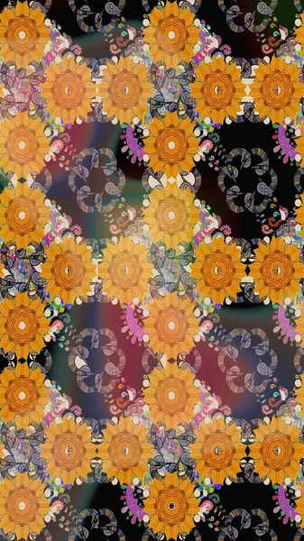 Çiçekler suluboya eskiz deseni. Raster Stili kumaş deseni.