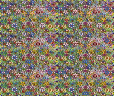 Raster illüstrasyonu. Kusursuz çiçek deseni. Yeşil renkli Asyalı tekstil.