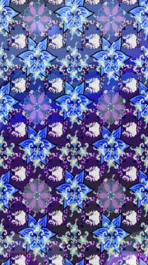 Raster illüstrasyonu. Çiçekli, yapraklı, çiçek desenli eskiz. El çizimi.