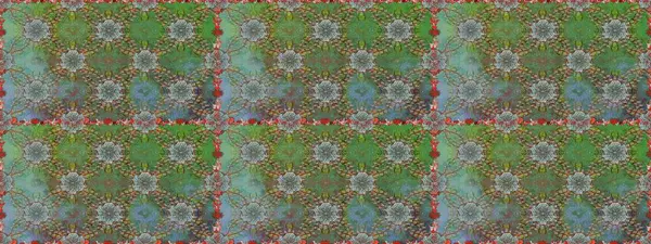 Düz Çiçek Elementleri Tasarımı. Asya tekstil tarzında. Kusursuz çiçek deseni. Raster illüstrasyonu. Renkli Bahar Temalı Kusursuz Arkaplan. Yeşil ve kahverengi renkte çiçekler.