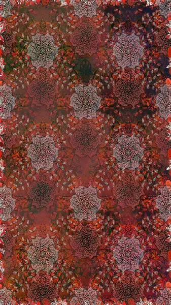 Kahverengi ve gri çiçekli kusursuz desen, suluboya çiçek deseni, sevimli çiçek, duvar kağıdı, kart veya kumaş için fayanslı. Raster - stok.