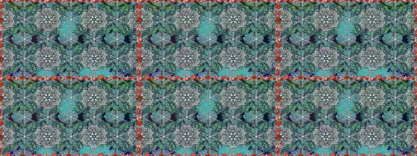 İşlemeli çiçekli, dikişsiz desen. Renkli grunge, soyut arkaplanı kolomavi ve gri çiçeklerle süslüyor. İzler, kumaş, duvar kağıtları, tekstil için raster dokusu.