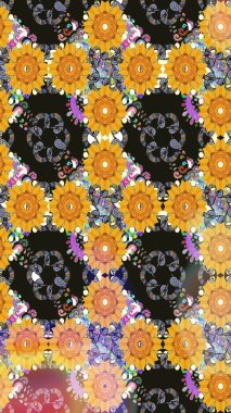 Çiçekli, yapraklı, çiçek desenli eskiz. El çizimi. Raster illüstrasyonu.