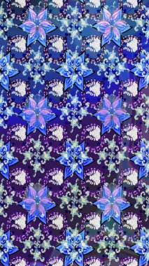 Raster çiçek desenli çiçek deseni, yapraklar, dekoratif elementler, sıçrama, lekeler, el çizimi kontur çizgileri ve Doodle çizim stili, grafik raster çizim çizimi.