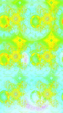 Raster illüstrasyonu. Çiçekli karalama şeklinde Raster çiçek deseni. Yumuşak, yeşil renkte bahar çiçekleri.