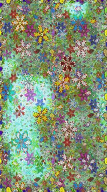 Çiçekleri, deniz kabukları, mandalaları ve suluboya efektleriyle donanma geçmişi. Yatak çarşafları, ceket, paket tasarımı, kumaş ve moda kavramları için tekstil baskısı. Kusursuz etnik tasarım.