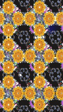 Çiçekli karalama şeklinde Raster çiçek deseni. Gri renklerde bahar çiçekleri. Raster illüstrasyonu.