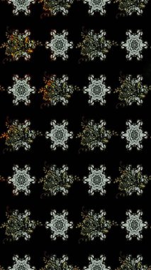 Suluboya çiçekli çiçek deseni. Raster illüstrasyonu. Siyah renklerde Asya tekstili.