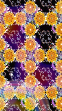 Şirin çiçekler. Çizgi çizimi kalıbı. Raster Moda kumaş deseni.