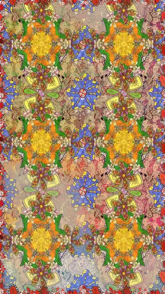 Bej ve kahverengi renkli çiçekler. Düz Çiçek Elementleri Tasarımı. Renkli Bahar Temalı Kusursuz Arkaplan. Sevimli çiçek raster deseni.