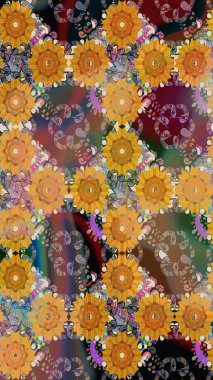 Küçük çaplı çiçeklerdeki basit şirin desenler. Tekstil veya kitap kapakları, imalat, duvar kağıtları, baskı, hediye paketi ve yapıştırma kitabı için çiçek eskizi geçmişi. Raster illüstrasyonu.