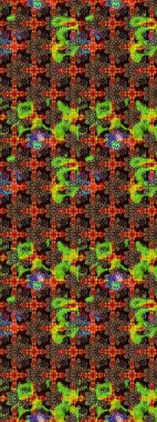 Renkli Bahar Teması eskiz kalıbı. Raster illüstrasyonundaki çiçek desenli çizim. Siyah renkli çiçekler. Düz Çiçek Elementleri Tasarımı.