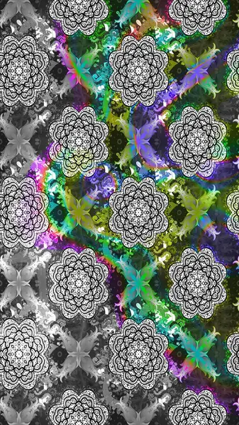 Gri renkli güzel çiçekli eskiz deseni, suluboya çiçek deseni, duvar kağıdı, kart ya da kumaş için fayanslı. Raster..