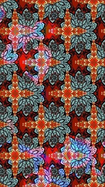 Mavi renkli çiçekler. Raster illüstrasyonunda çiçek deseni çizimi.