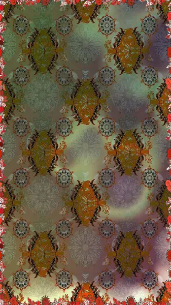 Kahverengi ve gri renkli çiçekler. Kumaş desenli papatya çiçekleri ayrıntıları.