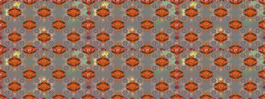 Parlak renkli fantezi çiçekleri, yapraklar, gri ve kahverengi renkli tomurcuklar, gri ve kahverengi. Çiçeksiz desenli, suluboya elle çizilmiş elementler..