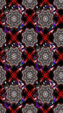 Siyah renkli bitkilerden oluşan parlak çiçekli çizim deseni.