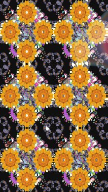 Çiçekli karalama şeklinde Raster çiçek deseni. Nazik, sevimli çiçek arkaplanı. Gri renkli çiçekler.